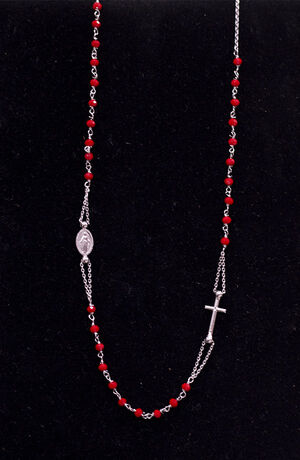 COLLAR PLATA PIEDRAS MEDALLA CRUZ /CH